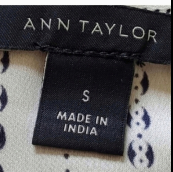 Ann Taylor Cream Stripe Cold Shoulder Black Kimono Sleeve India Top Small - Picture 5 of 8